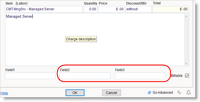 Charges data fields
