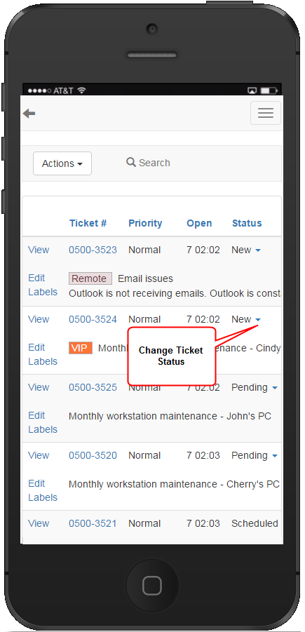 Web Interface - change Ticket status