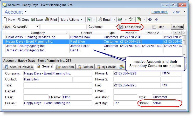 Hide Inactive Accounts