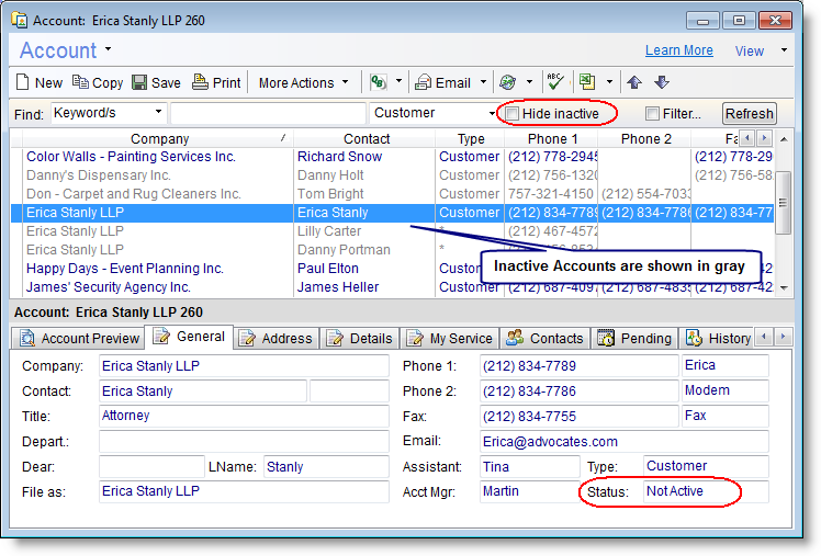 Hide Inactive Accounts