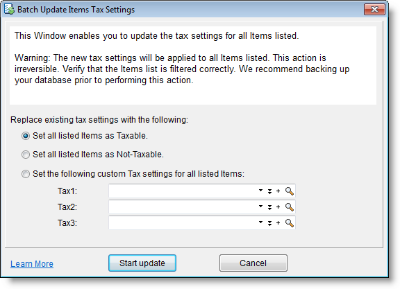 Batch update Item Taxes