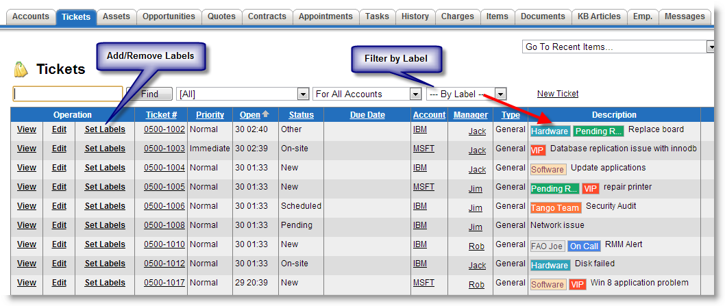 Ticket Labels in Web Interface
