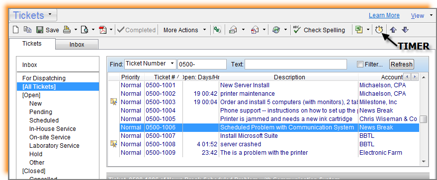 Timer- Ticket Window