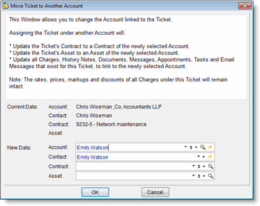 Move Ticket to another Account